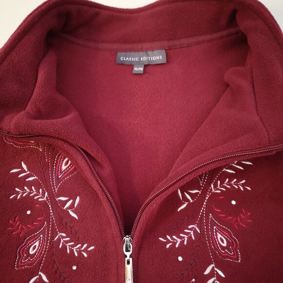 Classic Edition Ladies Burgundy Full Zip Fleece Jacket - Picture 3 of 9